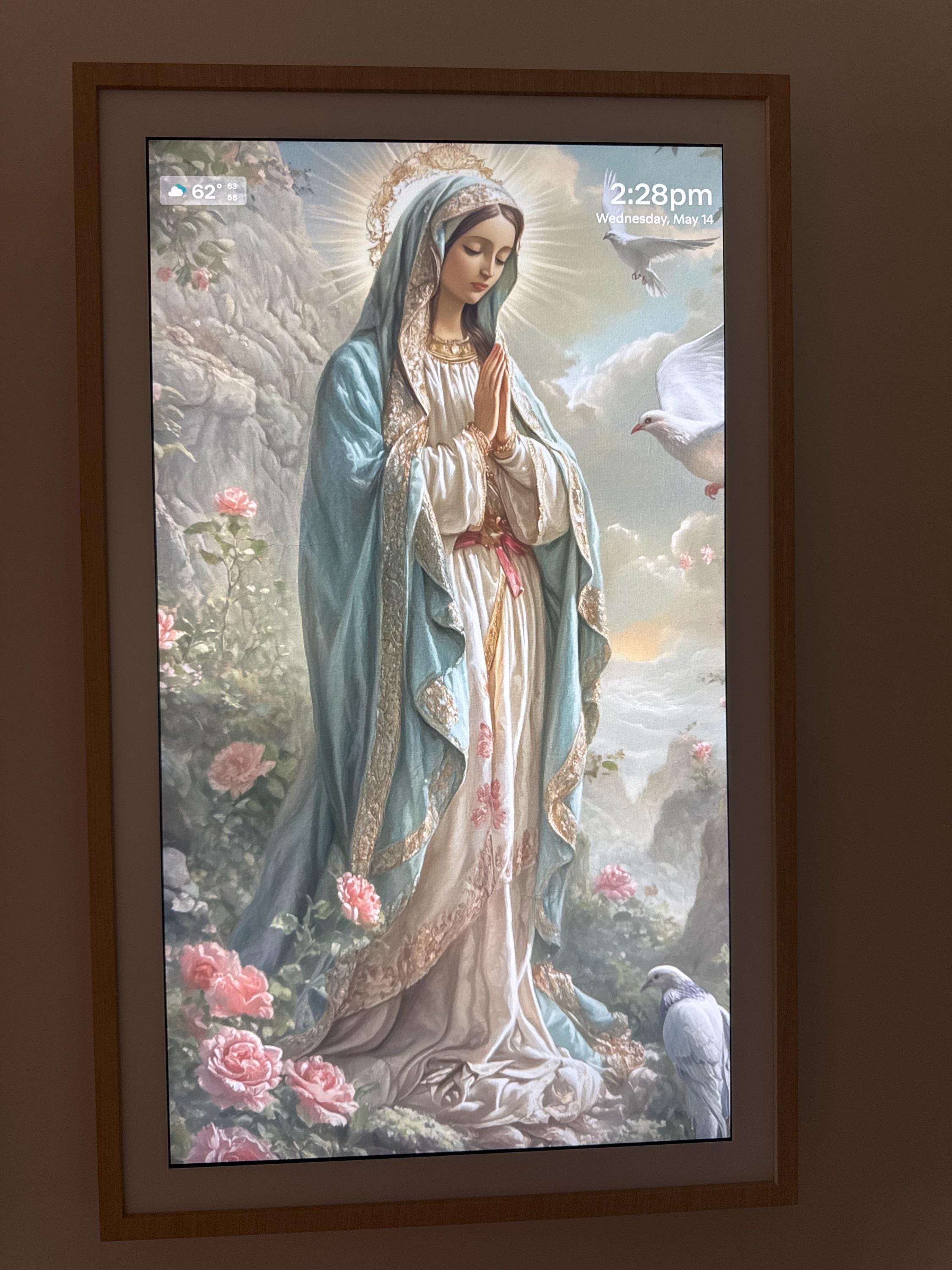 The Virgin Mary Among the Roses | Catholic Prints | Portrait of the Virgin Mary | Digital Download | Christian Gifts | Religious Images