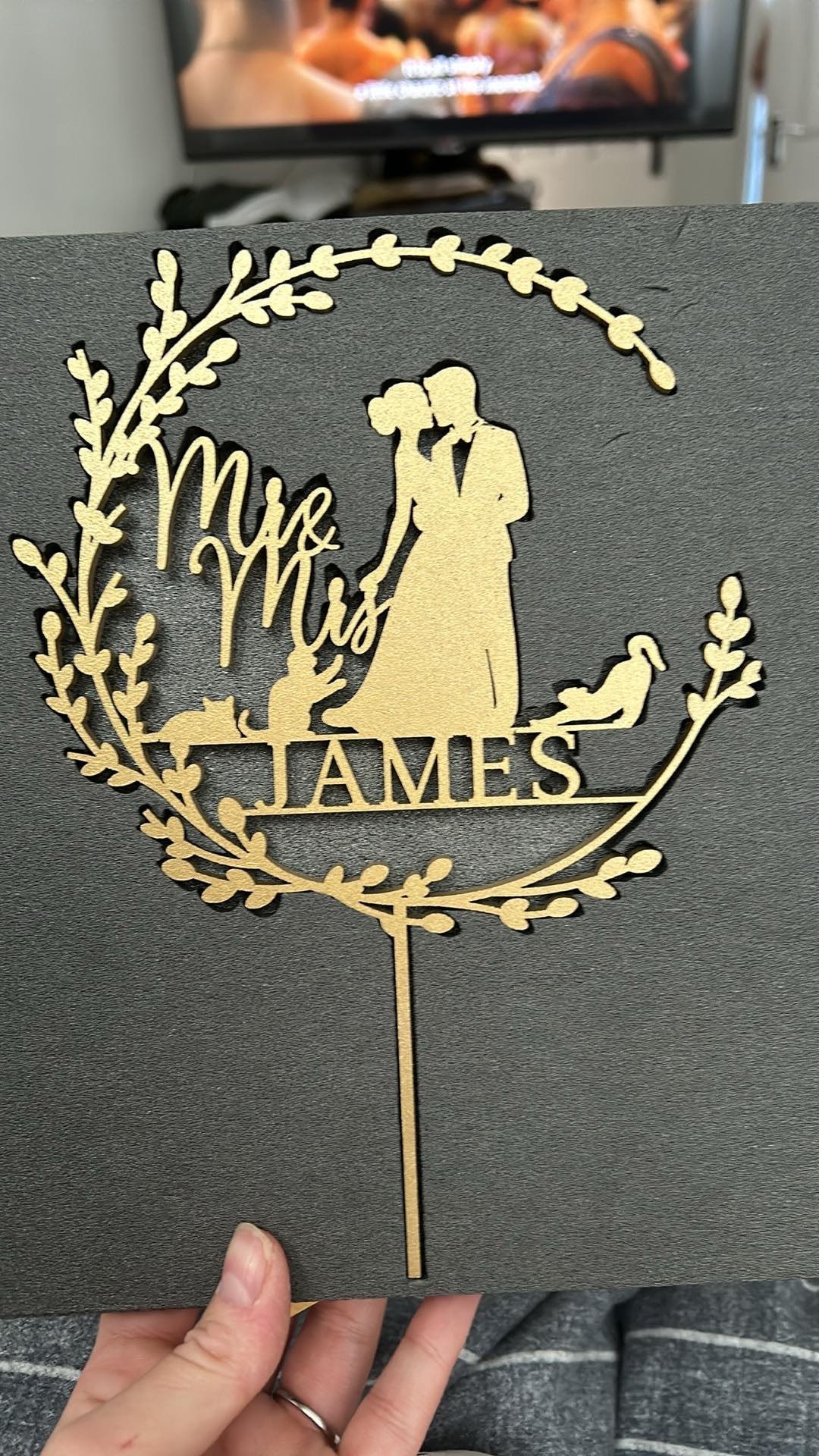 Dog Cake Topper for Wedding, Rustic Wedding Cake Topper with Dog, Bride Groom Cake Topper, Pet Silhouette Cake Topper, Cat Cake Topper