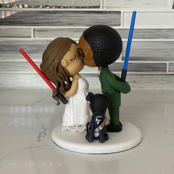 Wedding Cake Topper, Braid Man Groom & Half up Do Bride Topper ...