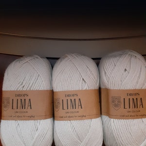 65% Wool and 35% Alpaca Yarn for Knitting and Crocheting, 3 or Light,  Worsted, DK Weight, Drops Lima, 1.8 oz 109 Yards per Ball (8465 Medium Grey)