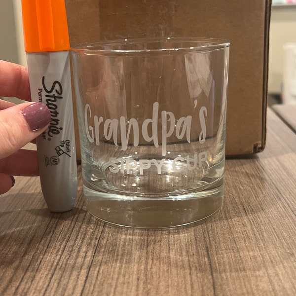 Grandpa's Sippy Cup | Whiskey Glass - Rocks Glass - Gift for Grandpa - Etsy