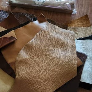 Premium Full Grain Italian Cowhide Leather Scraps upholstery --- Medium & Large Size Pieces 3"x6" or larger