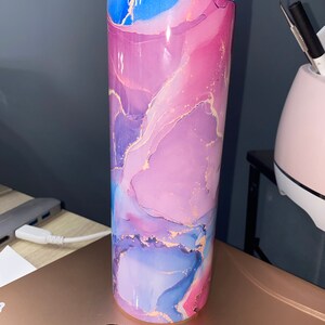 20 Oz Skinny Tumbler Alcohol Ink Pink Wrap Tapered Straight Template ...
