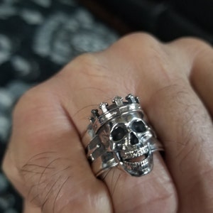 Sterling Silver 925 King Skull Ring FEEL NO PAIN Made in Italy