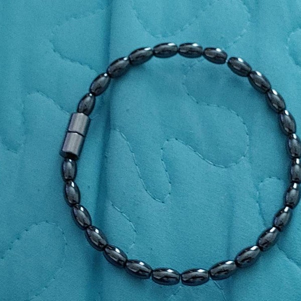 Pulsera De Hematita Para Hombre - Piedra Natural Magnética, Estilo Elegante Y Minimalista - Accesorio De Moda