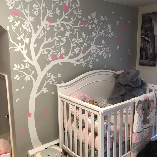 Wall Decal Large Tree Decals Huge Tree Decal Nursery With Birds Tree ...