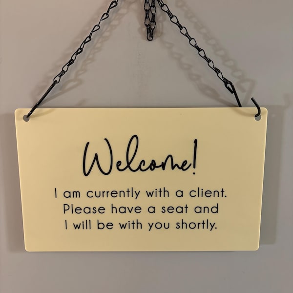 Hanging Acrylic Sign & Black Metal Chain (D12) - 11.5x7