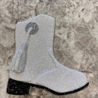 White Glitter Foam Drill Boot Homecoming - Etsy