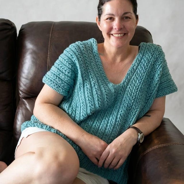 A customer's finished Braided Wheat Stitch Easy Summer Top Crochet Pattern