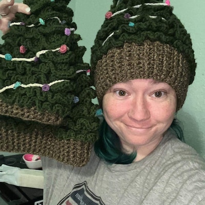 PDF Crochet Pattern Christmas Tree Hat in ALL Sizes, Christmas Tree ...