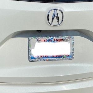 Dazzling Bling License Plate Frame For Women - 800 Rhinestones, Stainless Steel, Street Legal Slim Design