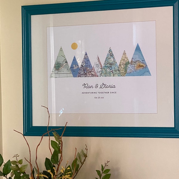 Adventure Together® Map Mountain Personalized Wedding or Anniversary ...