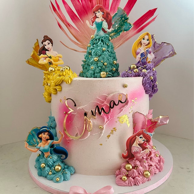 Lot De 16 Décorations Cupcakes Princesses Disney - Pics Alimentaires En Carton, Pour Fête D'anniversaire