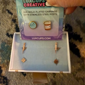 Customer photo, Syringe Stud Earrings