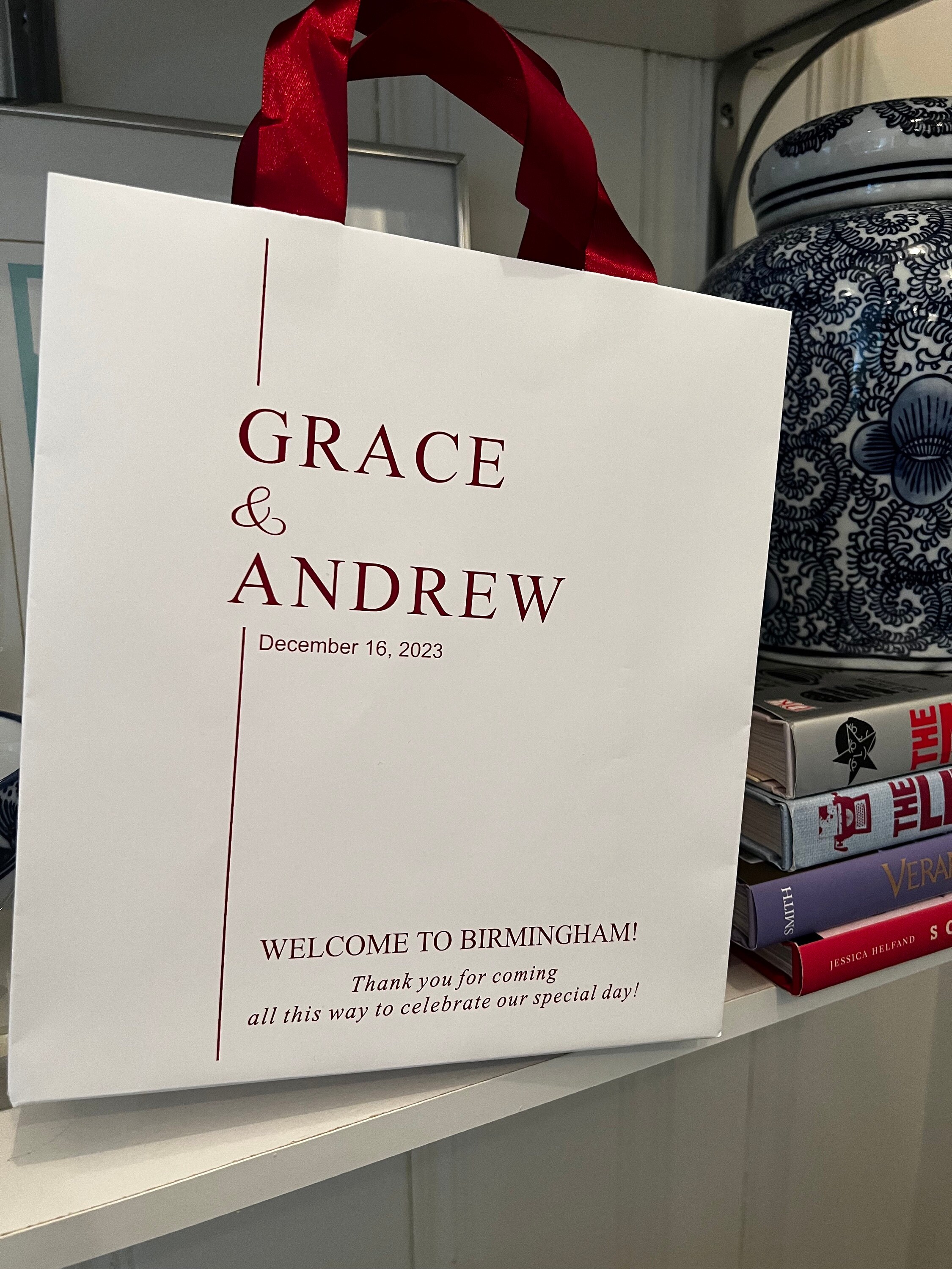 40 elfenbeinfarbene Willkommenstüten für die Hochzeit mit Satinbandgriffen und Ihren Namen, elegante personalisierte Hochzeitsgeschenke und Gastgeschenke