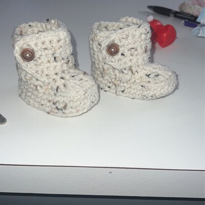 Baby Booties Crochet Baby Boots With Button Top Size 0 to 6 - Etsy
