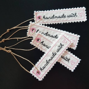 Machine Embroidery Design ITH Handmade With Love Raggy Hanging Tag 4x4 ...