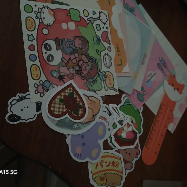 30 Items Kawaii Stationery Grab Bag | Cute Memos, Stickers, Bookmark ...