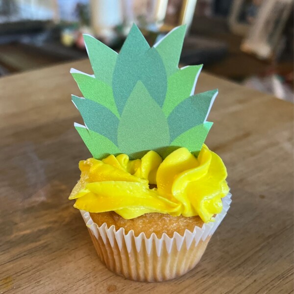 PRINTABLE Pineapple Tops Cupcake Toppers. Cupcake Toppers for Luau, Pineapple Party, Baby Shower ...