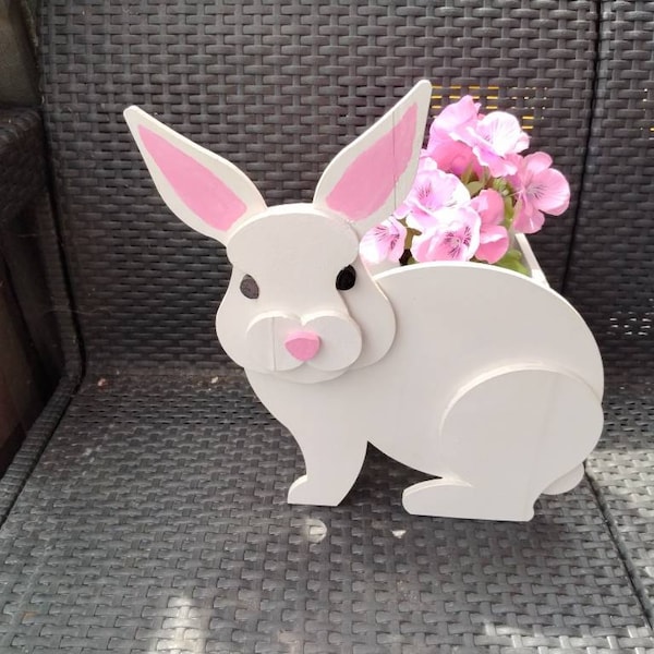 Rabbit Planter Pattern, Garden Ornament, Wooden Rabbit, Scroll Saw ...