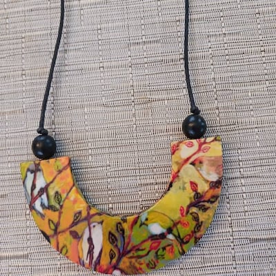 Alisha D Handmade Multi Strand Wood Coins Statement Necklace