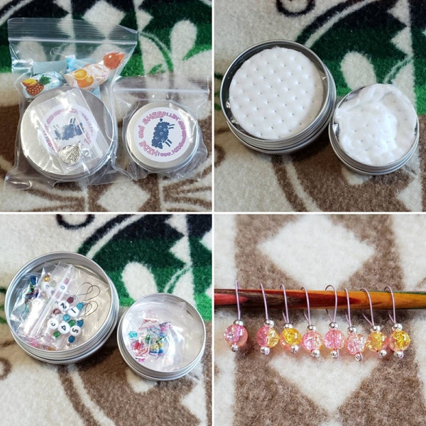Pink Lemonade Crackle Glass Knitting Stitch Markers - US 10 - Item No ...