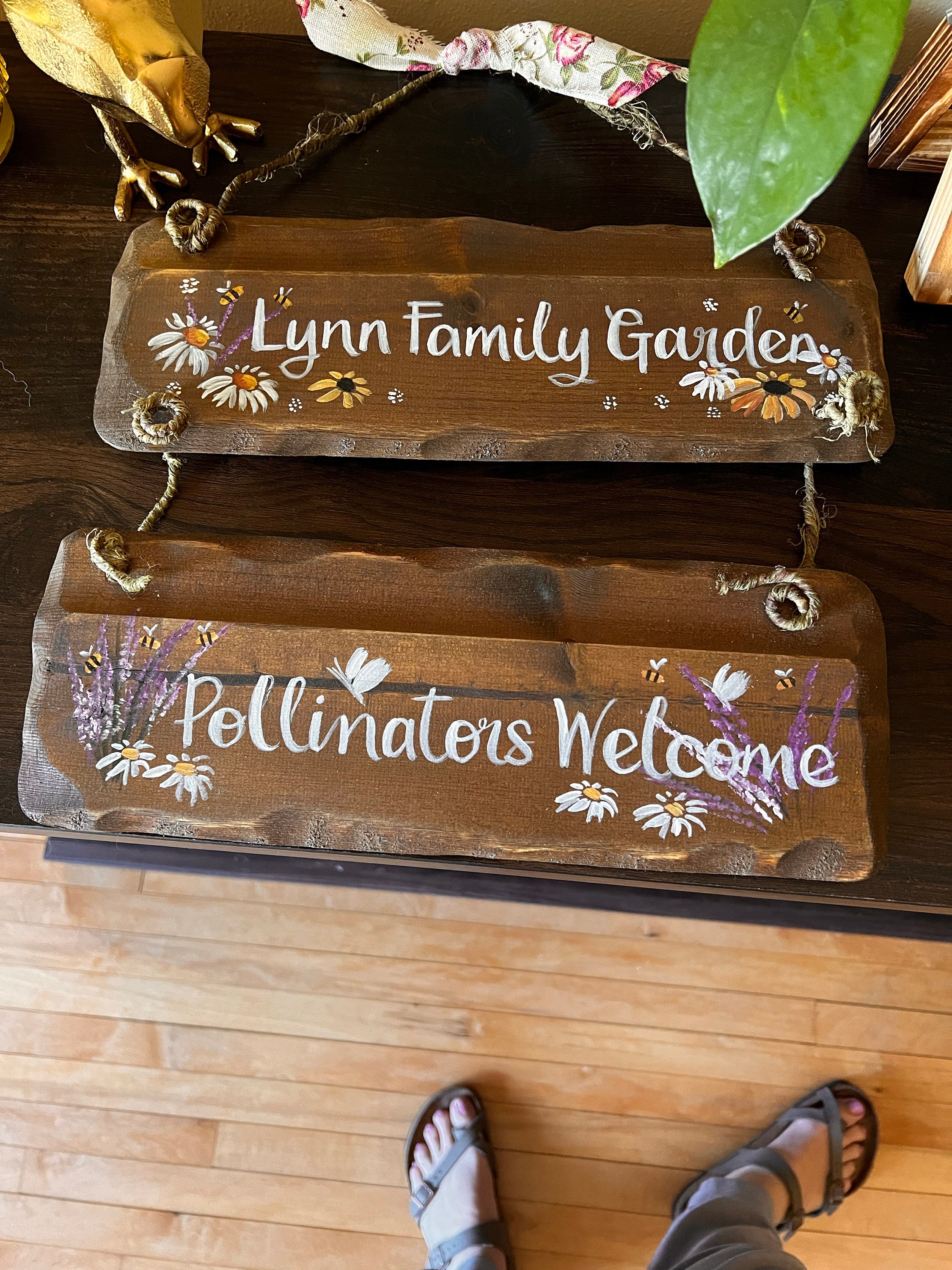 Custom Grandad&#39;s garden plaque. Unique birthday, anniversary & memorial gift. Trespassers will be composted sign. Handpainted custom sign