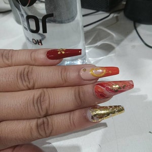 Sunset Ombre Press on Nails Ruby Luxury Nails Elegant Fake - Etsy