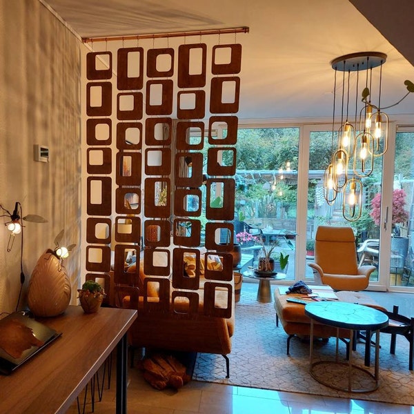 Retro Room Divider, 5 Strands Room Divider W50'' Custom Height, Mid