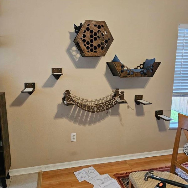 Cat Wall Furniture, Modern Cat Wall Shelves, Cat Wall Bed, Cat Bridge ... - Wall Mounted Cat Catwalks With Cubbies