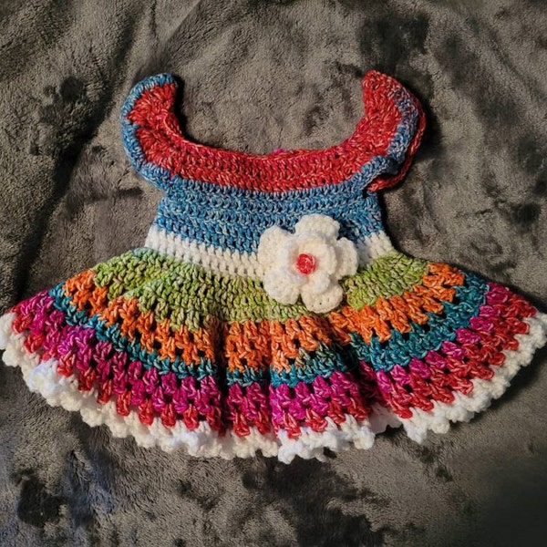 Crochet Rainbow baby dress main image 0
