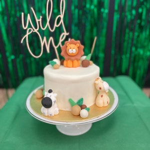 2 Cake Topper Legno Per 1&deg; Compleanno - Decorazione Torta Wild One, Baby Shower, Festa Bambini