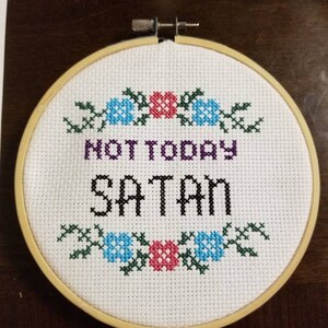 Not Today Satan Cross Stitch Pattern Funny Instant Download Etsy