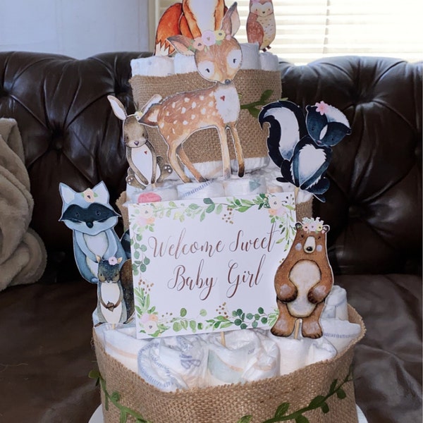 Woodland Diaper Cake Kit, Forest Baby Shower Decorations - Etsy