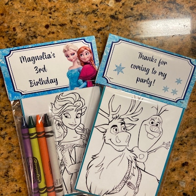 FROZEN Coloring Pages Party Favors Bags and Toppers Personalized ...