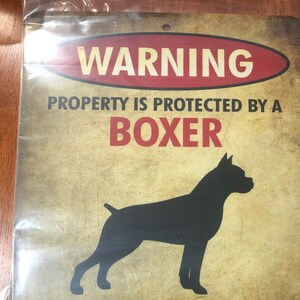 Beware of the Boxer Funny Metal Wall Sign Hanging Plaque Dog Lovers Gift