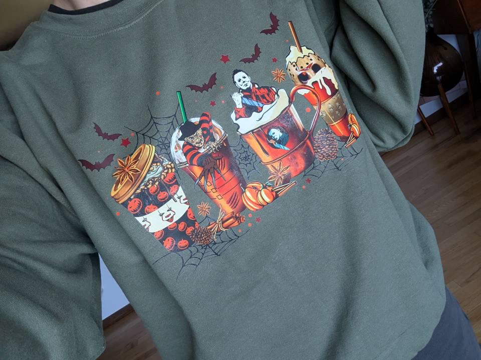 Skeleton Coffee Cups Sweatshirt, Coffee Cups Sweatshirt, Skull Coffee Cup Sweatshirt, Skeleton Halloween Sweatshirt, Coffee Lover Sweatshirt
