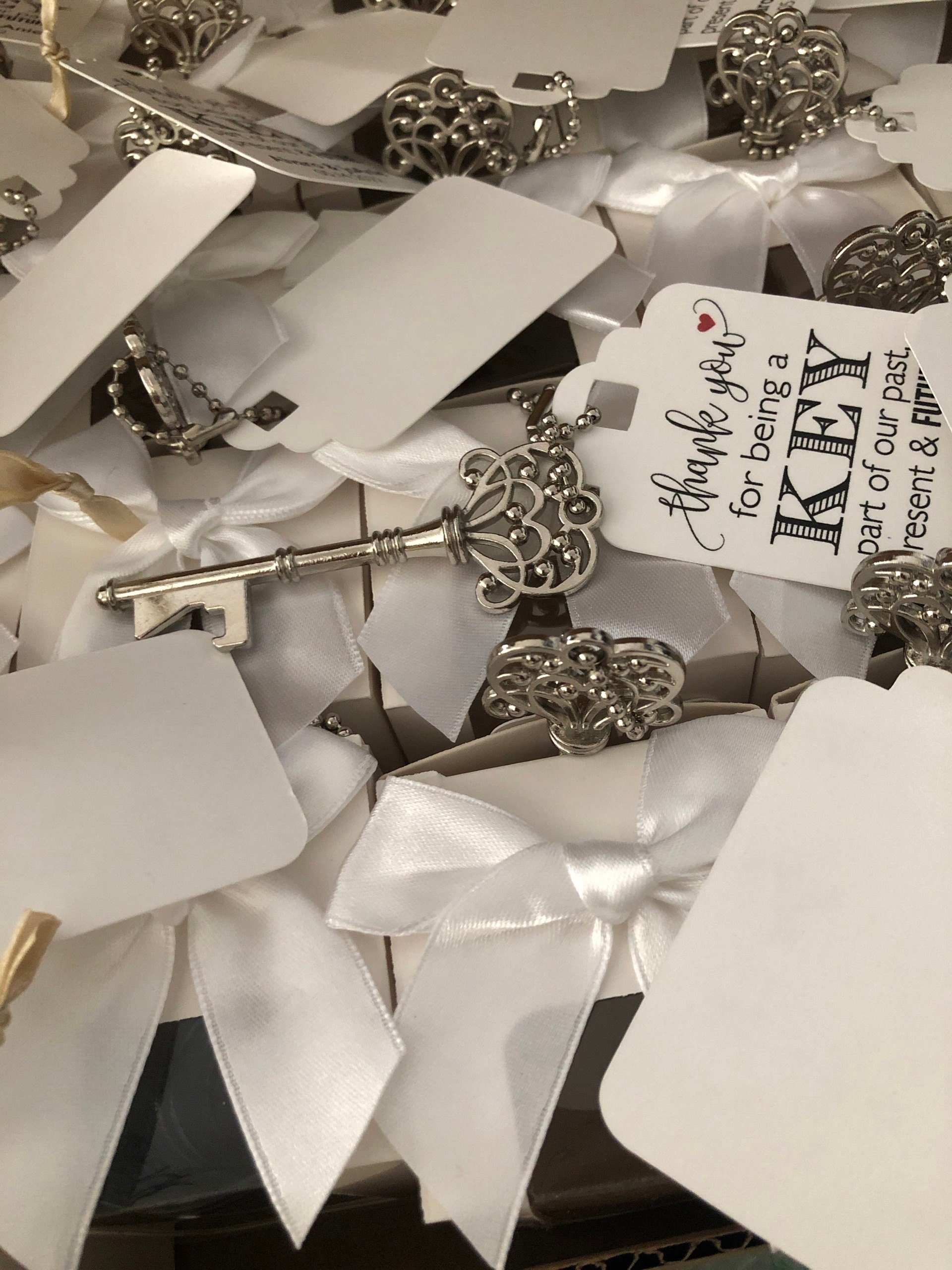 Skeleton Antique Key Bottle Opener AND Tags, Wedding Favors, Key Favor Tags, Wedding Tags, Antique Keys, Set of 24