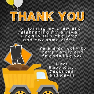 EDITABLE Construction Thank You Card Construction Thank You Template ...