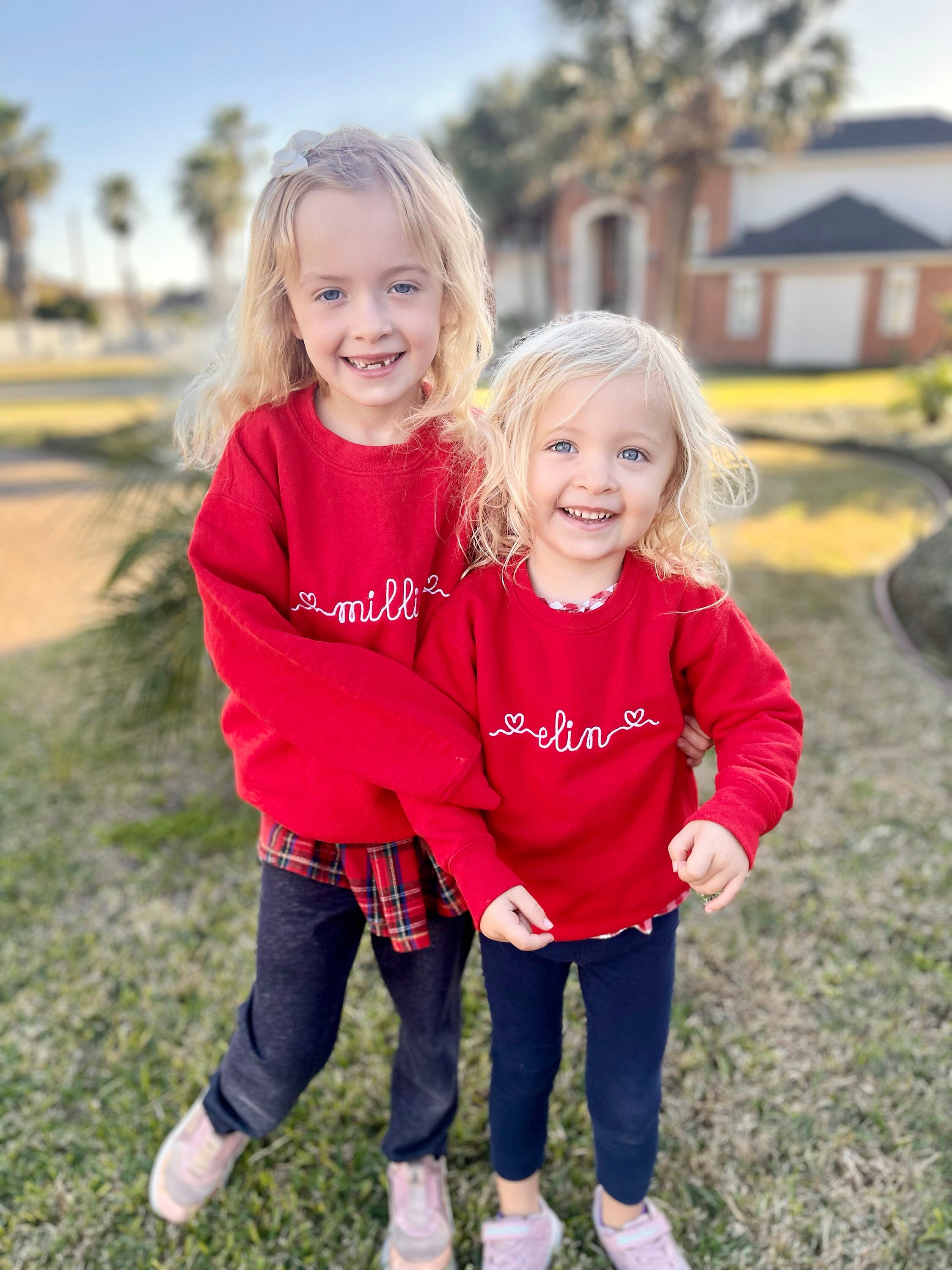 Embroidered Valentine&#39;s Sweatshirt / Monogram Valentines Shirt / Valentine&#39;s Day Shirt / Kids Valentines Shirt / Custom Valentines Shirt