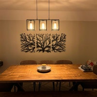 Metal Wall Art Decor 3D Sculpture 3 Piece Tree Brunch Modern Fireplace ...