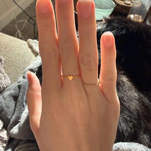 Customer photo, Tiny Heart Stacking Ring