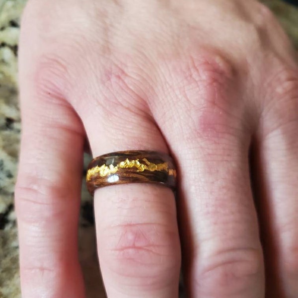 Ancient Kauri Spiral Grain Wood Ring With Central 24K Gold Vein ...