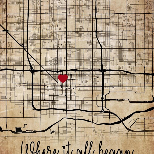 Engagement Map Engagement Gift For Couple, Framed Custom City Map Print