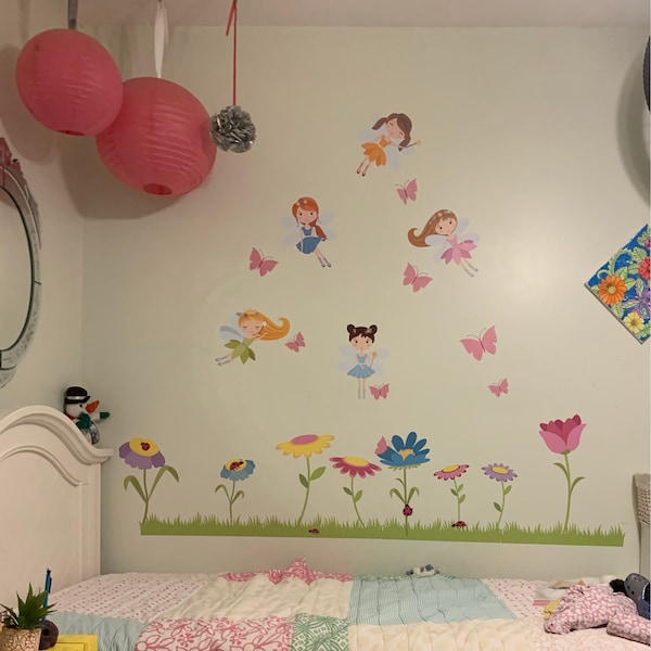 Fairies Wall Decal , Fairy Wall Decal, Flowers Wall Decal, Garden ...