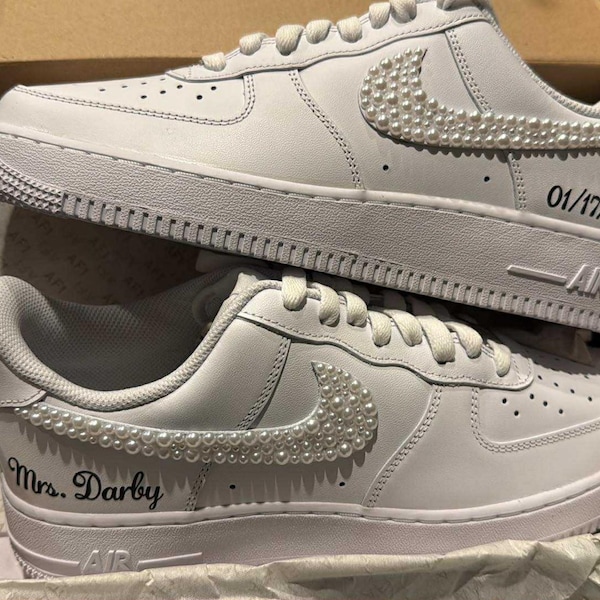 Custom Nike AF1 Bride Shoes Nike Air Force One Wedding Shoes Bridal ...