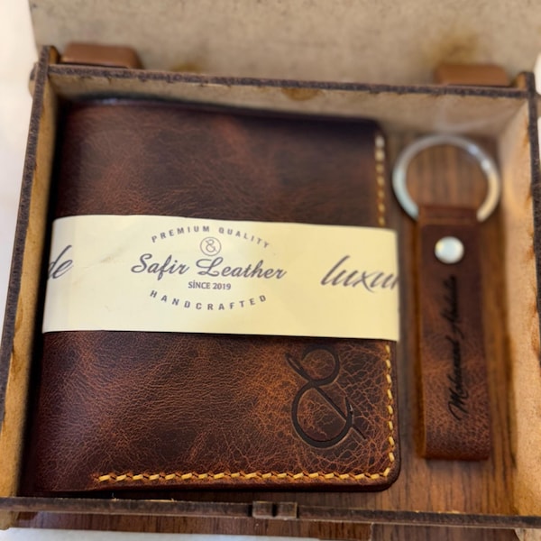 Italian Leather/Cowhide Tri-Fold Wallet