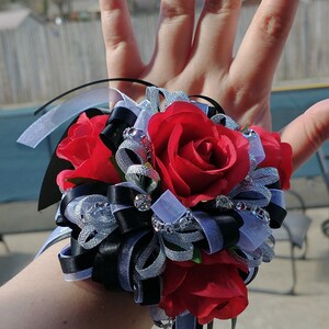 Black and Red Rosebud Wrist Corsage - Etsy