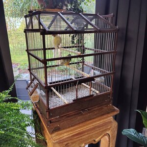 素朴な鳥かご（茶色）／手作りかご／カナリアかご／鳥小屋／シルバー