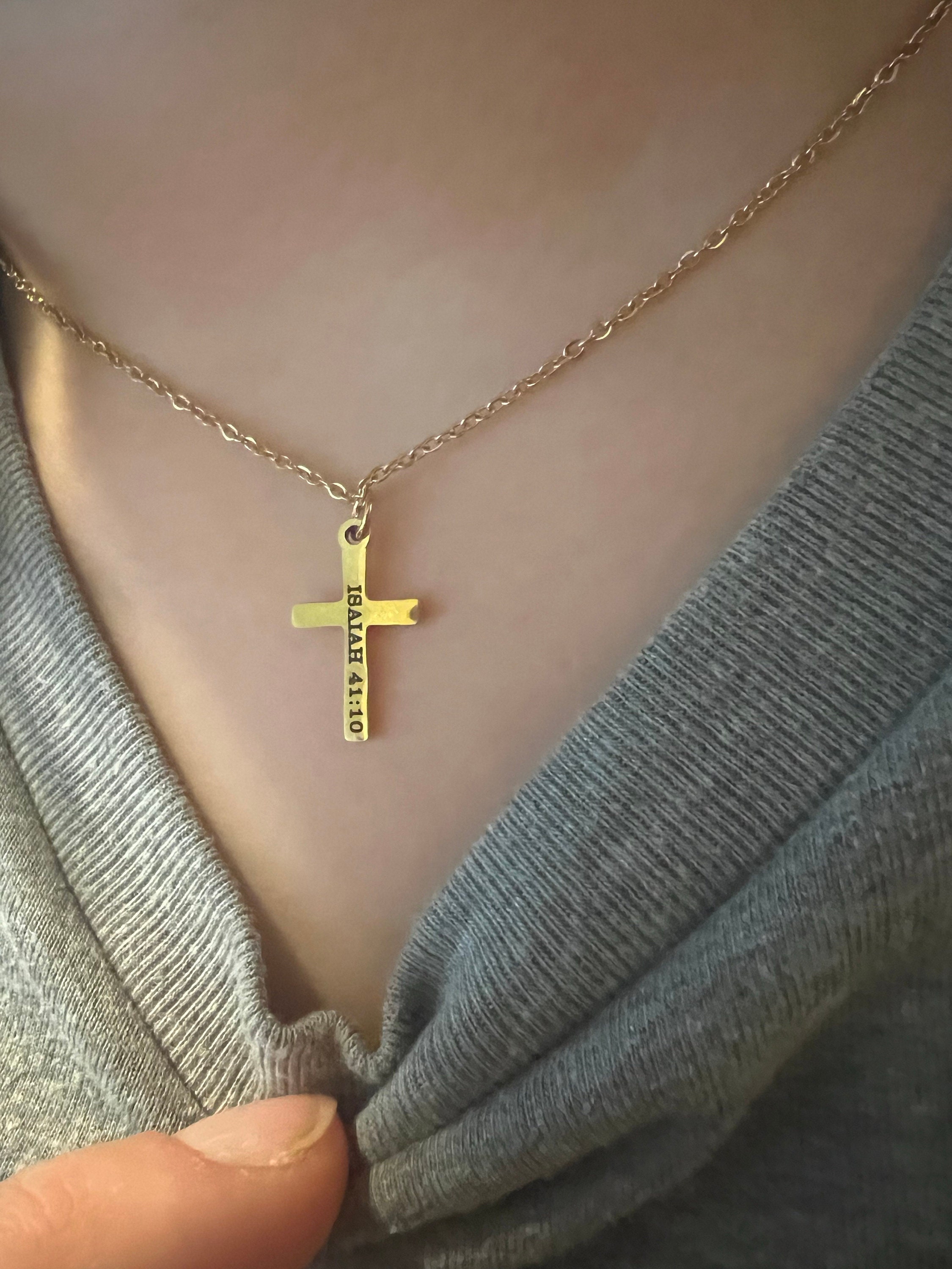 Baptism Gift • Custom Cross Necklace • Christian Jewelry • First Communion Necklace • Girls Baptism Necklace • Personalized Date Gold